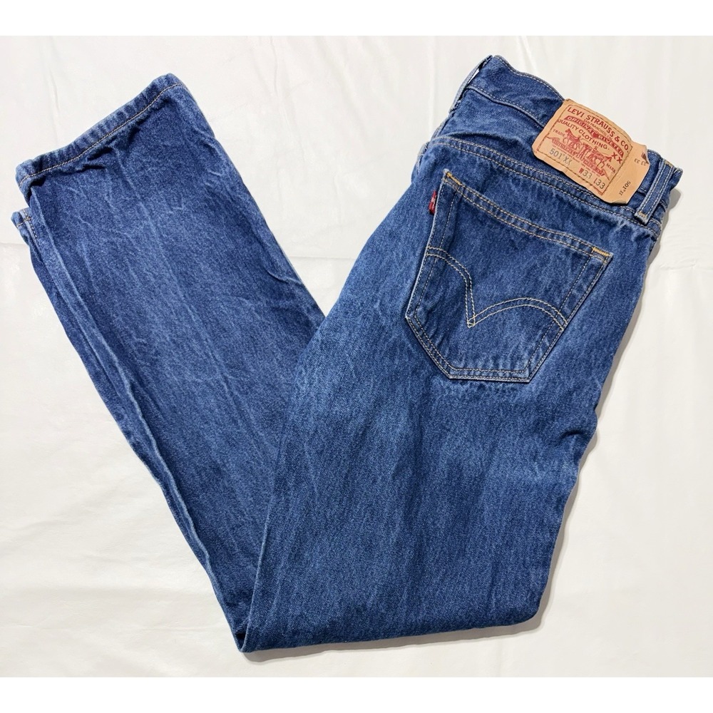 Levis 501 XX Mens Jeans 33x33 Fits 32x30 Blue Denim Button Fly Straight